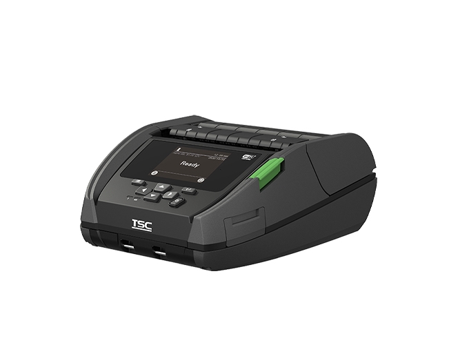 TSC Alpha-40L USB-C, BT, WLAN, NFC, 8 dots/mm (203dpi), linerless, RTC, Display Mobil printer, detail, industri, lager, direkte termisk, opløsning: 8 dots/mm (203dpi), mediebredde (maks.): 112mm, printbredde (maks.): 104mm, rullediameter (maks.): 67mm, hastighed (maks.): 127mm/sek, USB-C, Bluetooth, WLAN (802.11ac), NFC, Micro SD-Slot, linerless plade, Real Time Clock, LCD Display, RAM: 128MB, Flash: 128MB, inkl.: strømforsyning, netledning (EU), bælteclips, batteri, udvidet, QSG (A40L-A001-1012