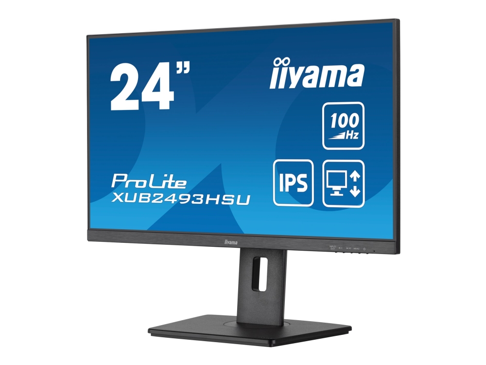 iiyama ProLite XUB2493HSU-B6 - LED-skærm - 24 (23.8 til at se) - 1920 x 1080 Full HD (1080p) @ 100 Hz - IPS - 250 cd/m² - 1000:1 - 1 ms - HDMI, DisplayPort - højtalere - mat sort