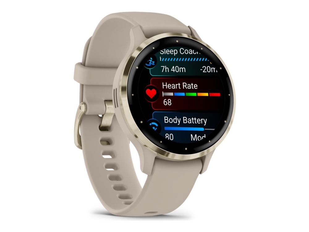 Garmin Venu 3S - 41 mm - french gray - smart klocka med band - silikon - handledsstorlek: 110-175 mm - display 1.2 - 8 GB - Bluetooth, ANT+, Wi-Fi - 40 g | Sport & Träning - Pulsklockor & Smartwatches - Smartklockor | GameStuff