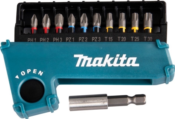Makita E-03567 Impact Premier 11 st. (PH1, PH2, PH3, PZ1, PZ2, PZ3, T15, T20, T25, T30, magnetisk hållare 50 mm) | Elverktyg - Tillbehör - Bitar & Borrset | GameStuff
