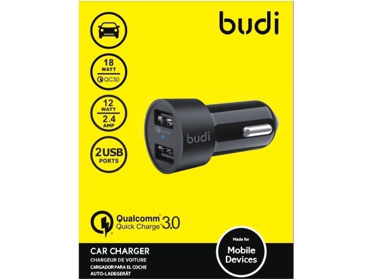 Budi Budi Charger - Car Charger With Qc3.0 Technology, Black