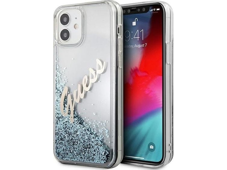 Guess Guhcp12sglvsbl Iphone 12 Mini 5,4" Blå/Blå Hard Case Glitter Vintage Script