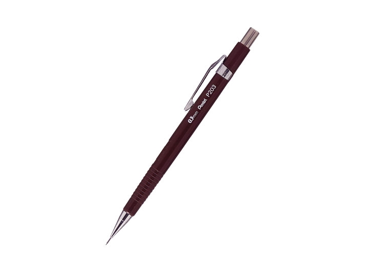 Pentel Sharp 200, Brun, Silver, Metall, Plast, Grå, HB, 0,3 mm, Rund | Skrivredskap - Blyertspennor & pencils - Stiftpennor | GameStuff