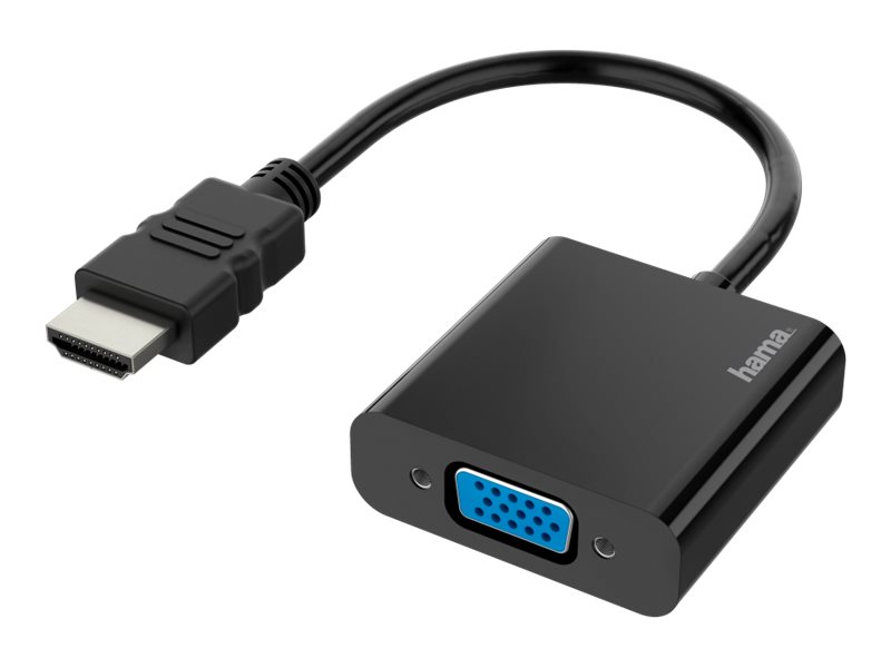 Hama - Video / Lyd Adapter - Hdmi Stik Til Hd-15 (Vga), Mini-Phone Stereo 3.5 Mm Hun - 15 Cm - Sort - 1080P Support