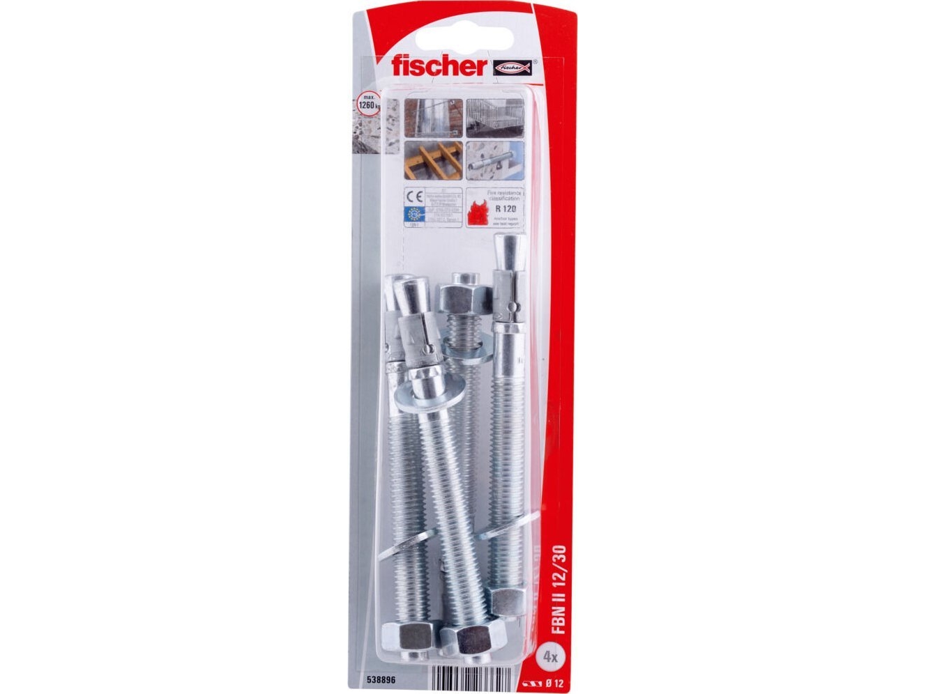 Fischer 538896 Screw Anchor / Wall Plug 4 Pc(S) Expansion Anchor 109 Mm