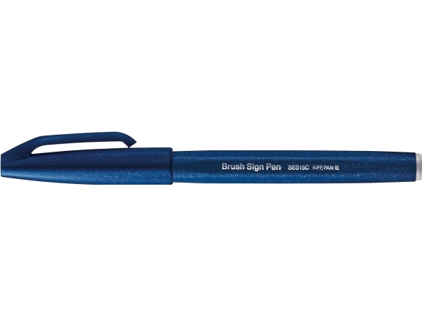 Pentel Brush Sign, Fin, 1 Farver, Marineblå, Penselspids, 0,5 Mm, 2 Mm