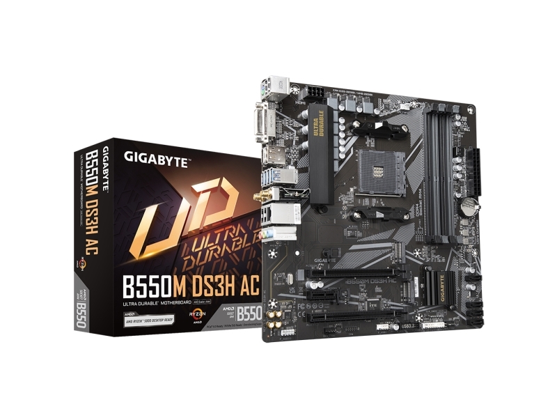 Moderkort Gigabyte Gigabyte | B550m Ds3h Ac 1 0/1 1/1 1/1 2/1 3/1 5 M/b | Processorfamilj Amd | Cpu Sockel Am4 | Ddr4 Dimm | Minnesplatser 4 | Stöd F