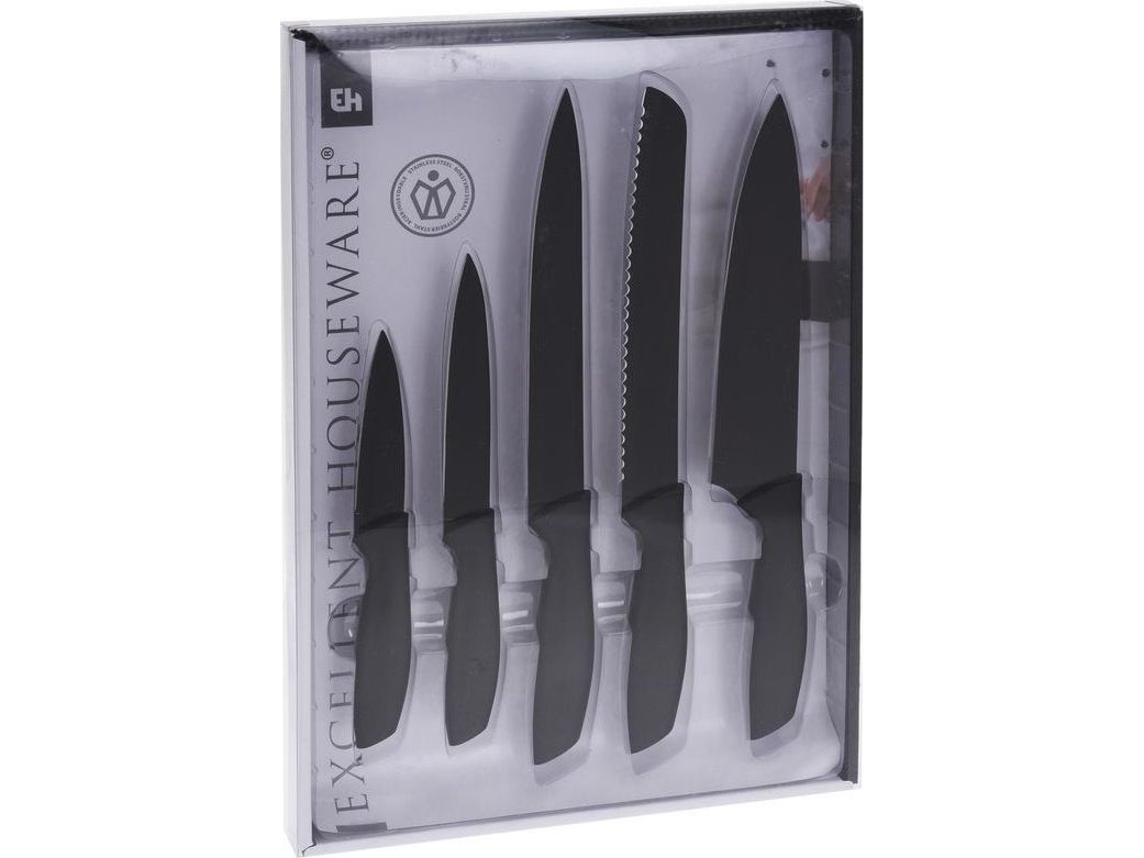 Morele Excellent Houseware Knivsæt | Stål Universal 5 Dele Sort