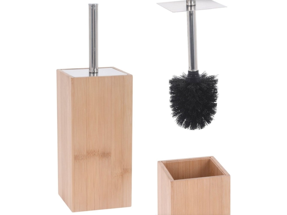 Bathroom Solutions Toilettenbürste Schwarz Mit Bambusständer 34 Cm