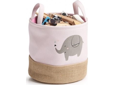 Zeller förvaringskorg Elefant, polyester/jute, rosa | N - A | GameStuff