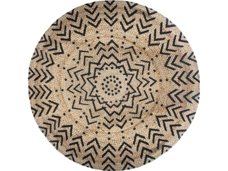 Atmosphera Runder Jute-Teppich 120 Cm Boho-Muster 1