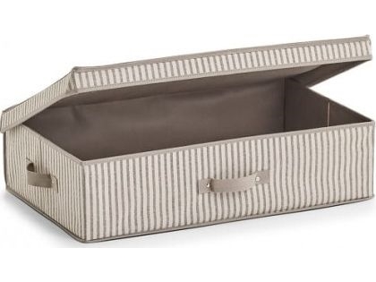 Zeller Aufbewahrungsbox Mit Deckel "Stripes", Vliesstoff, Beige