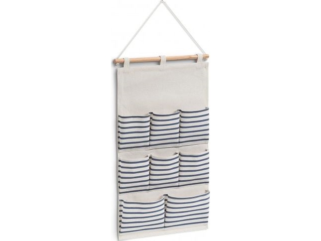 Zeller väggskåp Stripes, 8 fack, bomull/polyester, blå, 35x60 cm | Bostäder - Möbler - Skåp & konsolbord | GameStuff