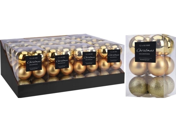 Affek Design Set med 12 kulor 6cm guld | Julen - För julgranen - Julgransdekorationer | GameStuff