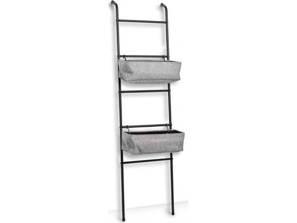 Zeller Hyllytikkaat 2 korilla, metallia, musta-harmaa, 43x23x166 cm