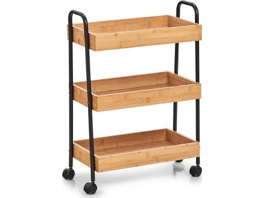 Zeller sidovagn, bambu/metall, svart, 50x28x70 cm | Catering - Matförpackning - Serveringsvagnar | GameStuff