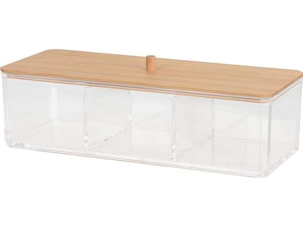 Eleganza förvaringsbox för kosmetika och sminktillbehör akryl bambu 23,5x9,5 cm | Smink - Sminktillbehör - Sminkväskor | GameStuff