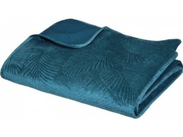 Heminredning Leaf Blue 240x260 cm överkast i velour | N - A | GameStuff