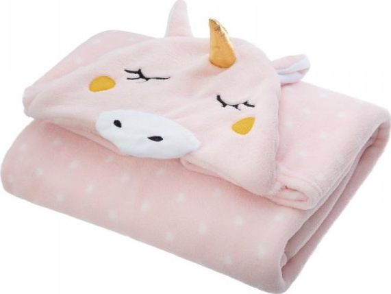 Dekoracja Domu Rožinė Vienaragio dekoratyvinis pledas kūdikiui miegui 100 x 140 cm rožinė