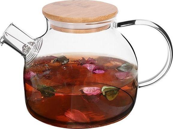 Excellent Houseware Glaskanne Mit Sieb Für Wasser, Tee, Kräuter & Heiße Getränke Mit Henkel Und Deckel 1 L