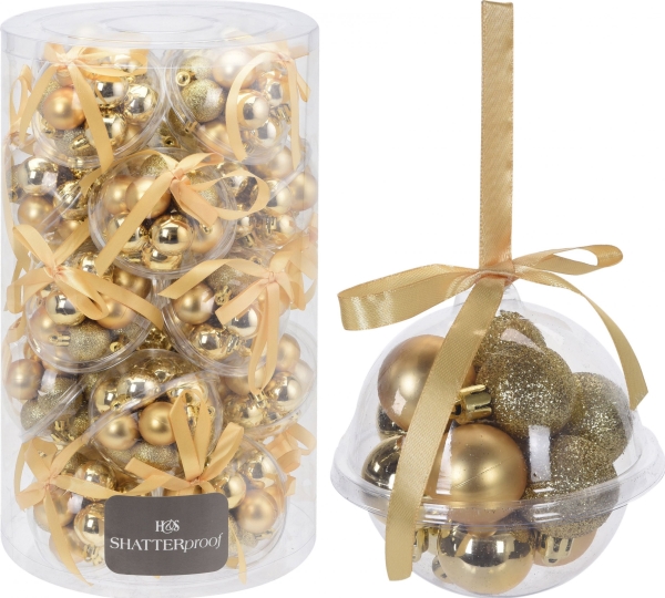 Affek Design set 12 julkulor 3 cm guld | Julen - För julgranen - Julgransdekorationer | GameStuff