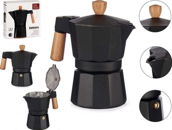 Bigbuy Home Italiensk Kaffebryggare Trä Aluminium 3 Lky