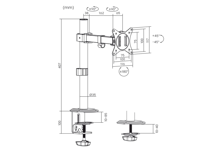 Maclean Tischhalterung Für Mc572n Monitor