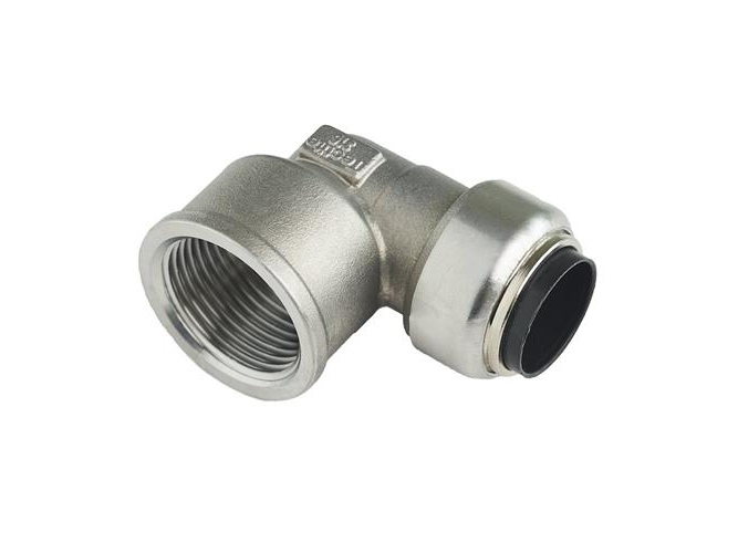 Roth vinkel, 15 x 1/2" muffe, indstikfittings i rustfri stl