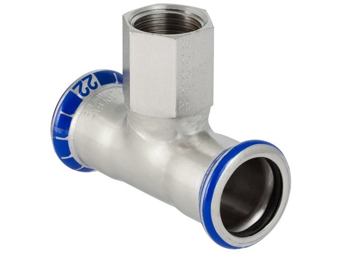 GEBERIT Tee rustfri 18-3/4-18 mm med muffe på grenen mapress