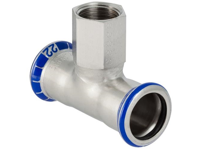 GEBERIT Tee ruostumaton 76,1-2-76 mm hihalla oksamapressissa