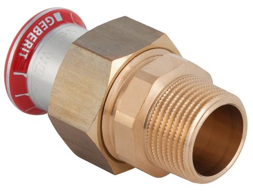 Geberit Mapress forzinket union med nippel til varmeanlæg 22 mm x 3/4"
