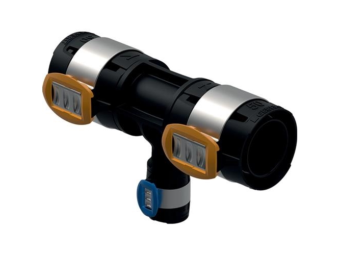 Geberit FlowFit T-stykke reduceret: PPSU, d=50mm, d1=32mm, d2=50mm