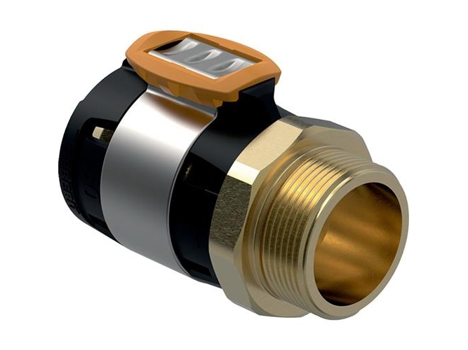 Geberit FlowFit overgang med udvendigt gevind: CuZn21Si3P, d=50mm, R=1 1/2