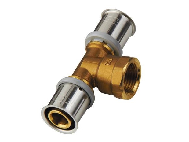 PressCheck T-stykke, 32 mm, 3/4" gevind, messing, med muffe
