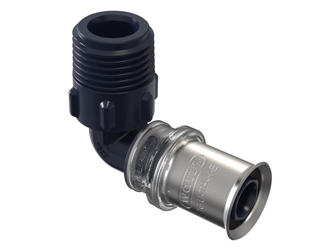 Wavin Tigris K5 overgangsvinkel 25 mm x 3/4" (ca. 27 mm), 90, med nippel