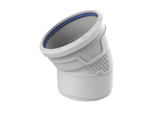 Wavin AS+ PP-M bøjning 160 mm. 30°. Hvid. Støjdæmpende