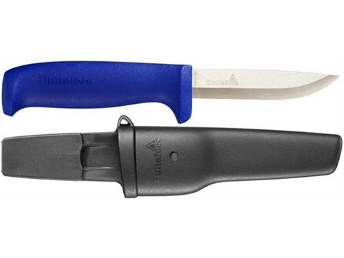 Hultafors rustfri standard kniv med skede, totallængde 208mm, skaft & skede i ekstra slagfast PP plast
