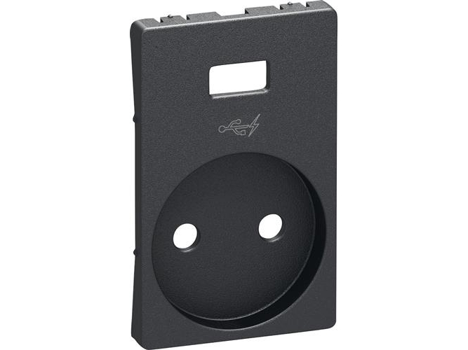 LAURITZ KNUDSEN Afdækning uden jordhul for FUGA stikkontakt 2pol med 5V USB lader, koksgrå.