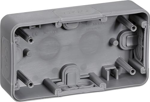LAURITZ KNUDSEN OPUS74 1,5 MODUL VANDRET UNDERLAG FOR DOBBELT VANDRET INDUSTRI STIKKONTAKT LYS MELLEMGRÅ.