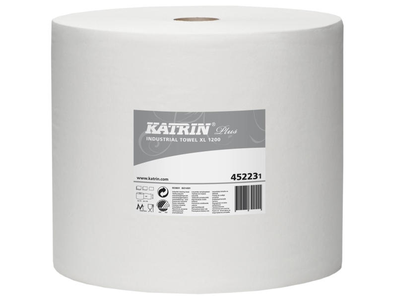 Wischrolle Industrie Katrin Plus 1-Lag Ø37 Cm B32 Cm X L1110 M Neufaser Weiß, 1 Rolle