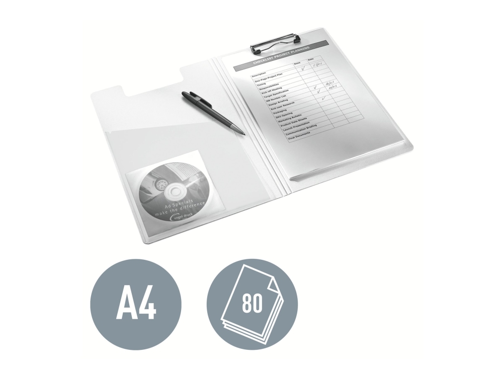 Leitz WOW - Urklippsmapp - för A4 (210 x 297 mm) - kapacitet: 75 ark - vit | Arkivering - Arkiv box/mappar - Urklippblock | GameStuff