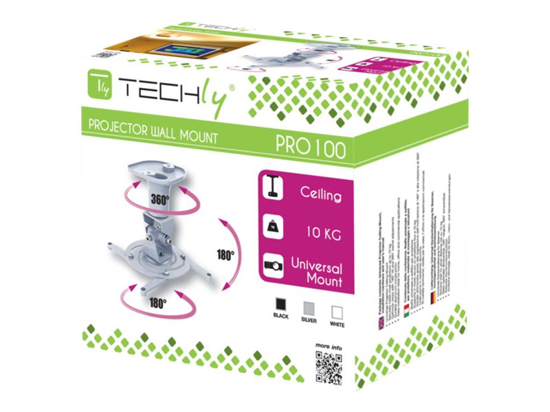 Techly - Beslag - For Projektor - Aluminium - Hvid - Loftsmonterbar