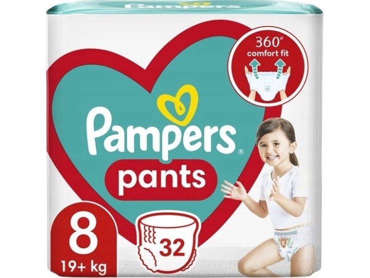 Pampers Pants Bleer, Størrelse 8, 32 Bleer, 19 Kg+