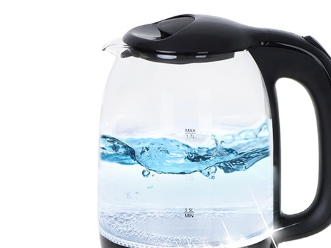 Mesko Wasserkocher Ms 1302B Elektrisch, 2200 W, 1,7 L, Glas, 360° Drehbarer Sockel, Schwarz
