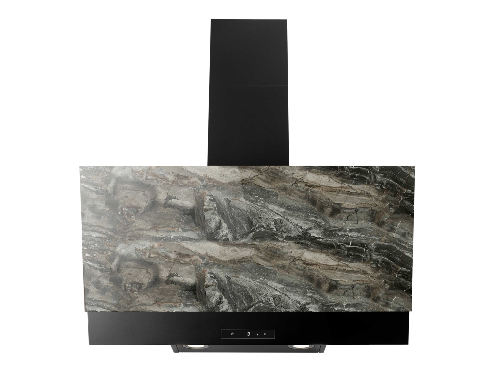 EICO Udine 80 - Kåpa - vinklad skorsten - bredd: 80 cm - djup: 42.9 cm - extraktion och återcirkulation (med extra extraktions- och återcirkulationskit) - med inbyggd motor - stone grey | Vitvaror - Köksfläktar - Vägghängda | GameStuff