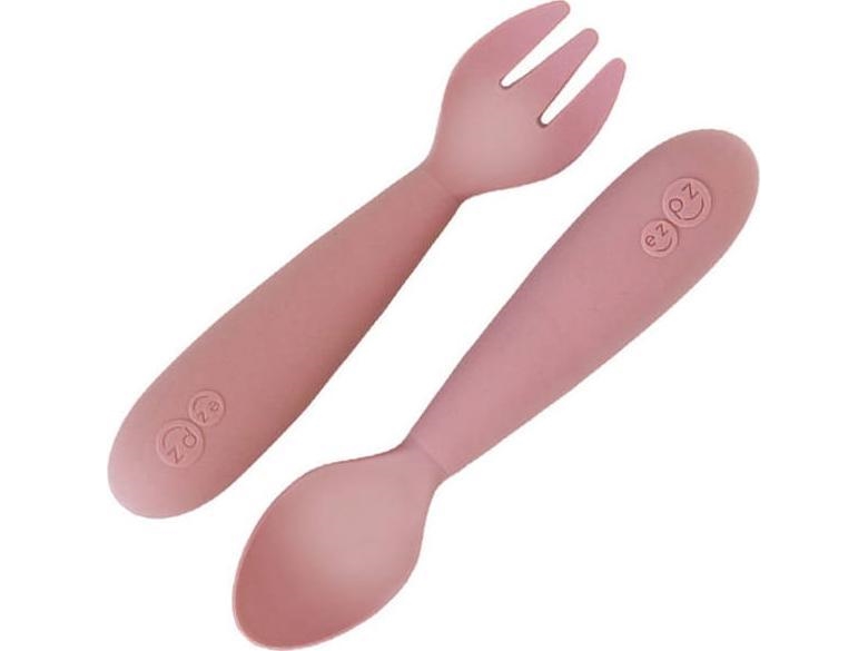 Ezpz EZPZ Mini Utensils silikonbestikk sett pastellrosa