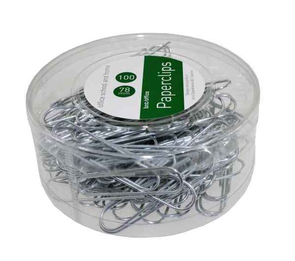 Papirclips, 78 Mm, Sølv, Pakke A 100 Stk.