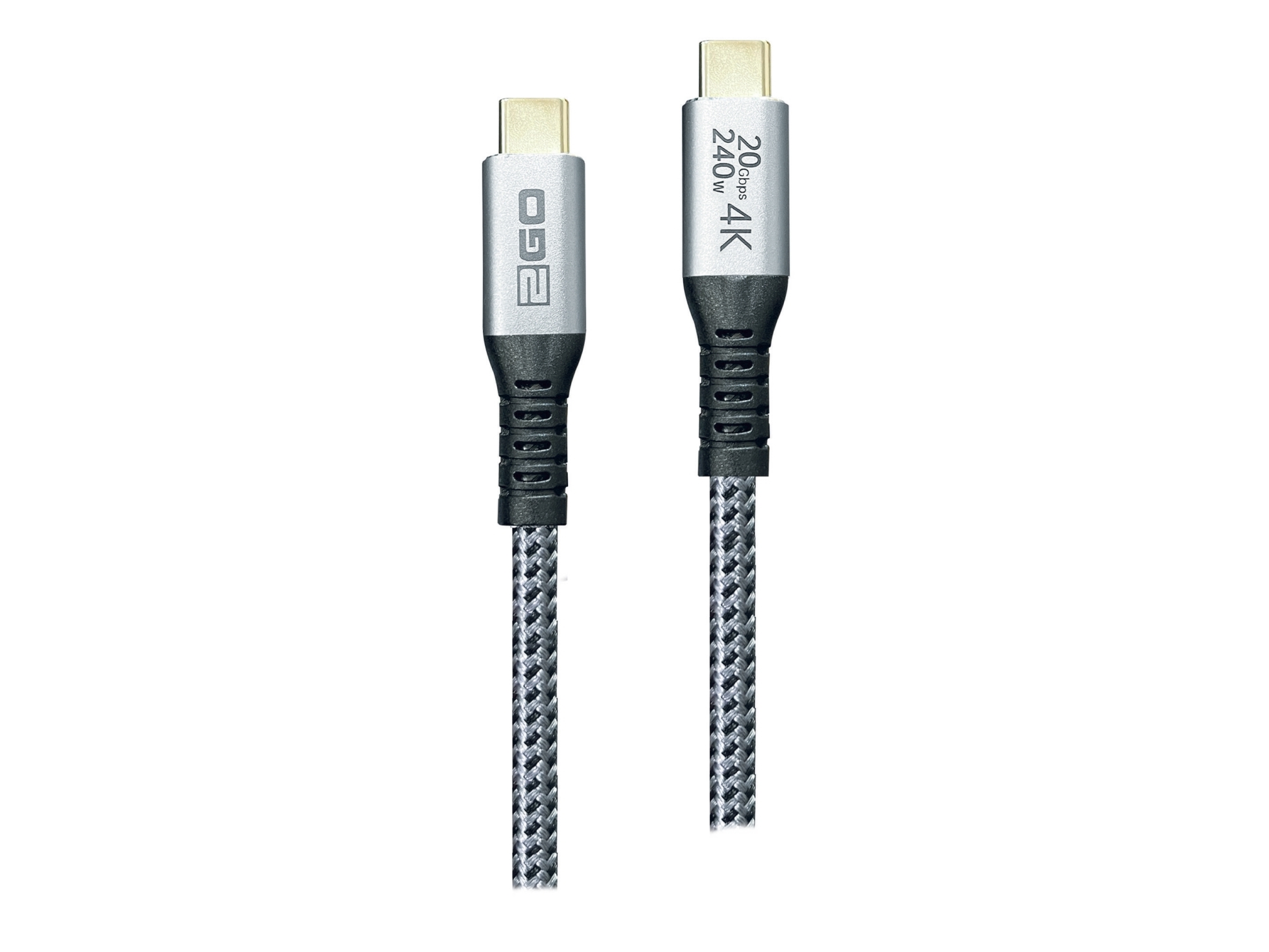 2Go 797514, 1,2 M, Usb C, Usb C, Usb 3.2 Gen 2X2, 20 Gbit/Sek., Sort, Sølv