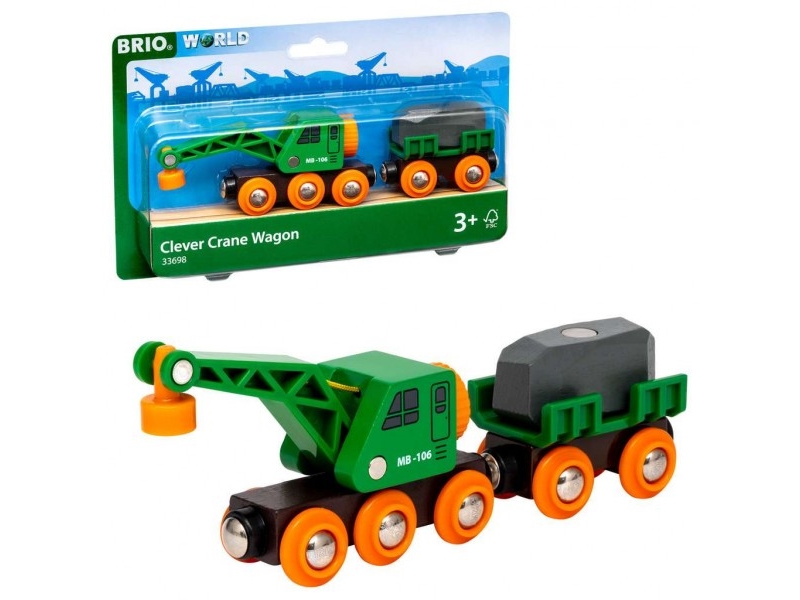 BRIO World Togvogn m. Kran - Grøn 33698