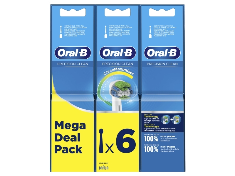 Końcówka Oral-B Oral-B Precision Clean Replaceable Toothbrush Heads | Heads | For Adults | Number Of Brush Heads Included 6 | White